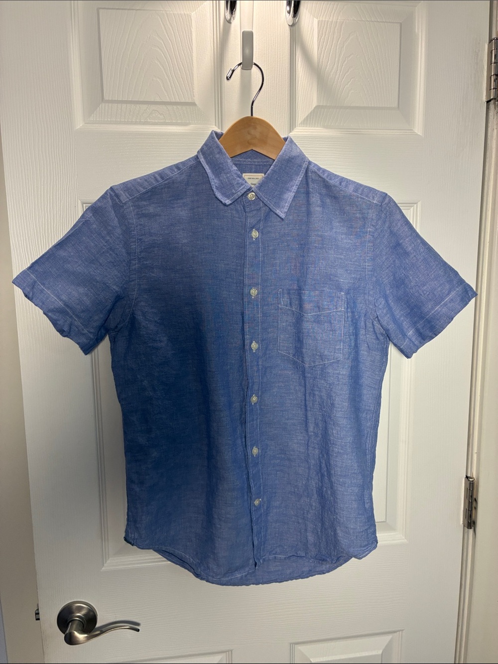 GAP Linen Men's Short-Sleeve Button-Down Shirt - Blue